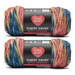 Super Saver Bitty Stripe Sunset Stripes Yarn - 2 Pack of 10oz/283g - 100% Acr... - Picture 1 of 8