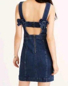 NWT Women's Madewell Denim Apron Bow-Back Dress Size 6 Mini Classic Feminine - Picture 1 of 10