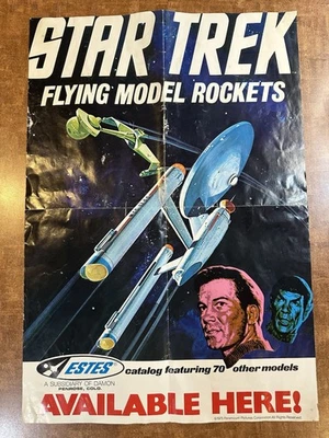 Póster raro de Star Trek modelo volador cohetes 1975 Estes Store anuncio promocional Foto 1 de 4