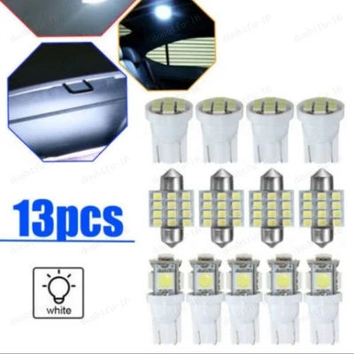 13Pcs Car Interior White LED Lights Kit For Dome License Plate Lamp Bulbs Lights - Image 1 of 4