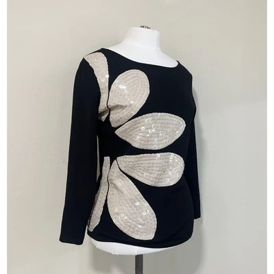 Vintage Y2K Ideology Size Small Sequined Floral Pullover Sweater  Foto 1 de 4