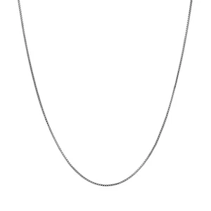 Collar de cadena de caja de 0,5 mm de oro blanco macizo real fino de 14K cierre de anillo de resorte - 1... - Imagen 1 de 7