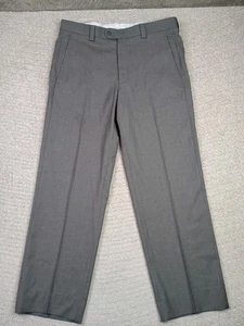 Zanella Tucker Dress Pants Men's Light Gray Wool Check Flat Front Trousers 34x29 - Picture 1 of 16