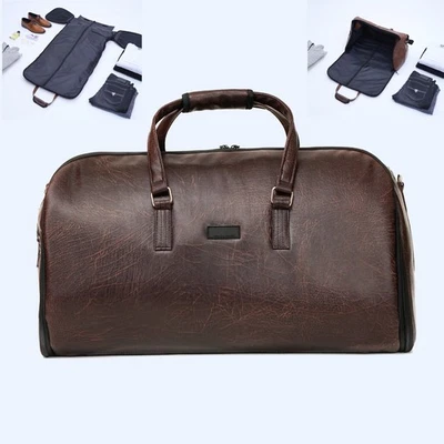 Convertible Leather Garment Duffle Bag – Carry-On Garment Bags for Travel, Brown — 第 1/4 张图片