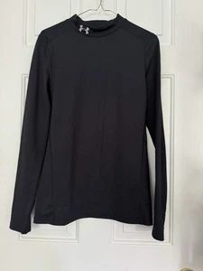 Under Armour Kids' Cold Gear Fitted Shirt, Black, Mock Neck, Long Sleeve XL - Picture 1 of 3