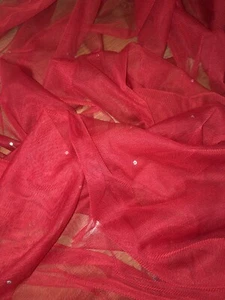 1 mtr soft red diamante,tutu,decoration,bridal tulle net fabric..45” wide - Picture 1 of 6