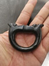A Vintage Chinese D shaped dark spinach jade ring