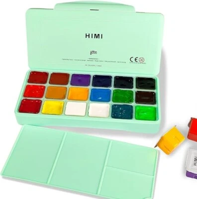 HIMI Gouache Paint Set, Jelly Cup 18 Vibrant Colors(30ml/Pcs)(GREEN) - BRAND New