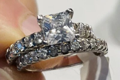 Sterling Silver Sparkling White Topaz 2 Pc Wedding Set size 6 - Image 1 of 4