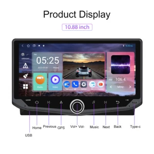 10" 1 DIN Carplay Android 13 Autoradio Radio Touchscreen GPS WiFi Navi FM RDS - Bild 1 von 22