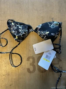 Oakley Women Bikini Top Print String Black Size Medium new - Picture 1 of 2