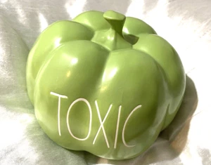 Rae Dunn Pumpkin Green TOXIC Medium Size 8" Halloween Decor NWT - Picture 1 of 5