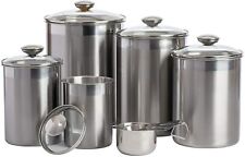 Beautiful Canister Set for Kitchen 10-Piece Stainless Steel w/Airtight Glass Lid