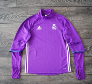 REAL MADRID 2016 2017 PRE MATCH TRAINING SWEATSHIRT ADIDAS AO3131 MENS S PURPLE - Picture 1 of 9