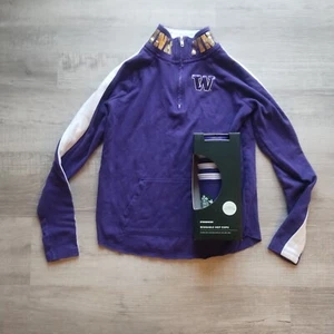 Pink University Of Washington Zip Up Sweater Women's XS, With Starbucks Cups - Picture 1 of 6