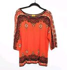 RUBY RD Sweater Womens Size S Orange Lightweight 3/4 Sleeves Boat Neck Soft
