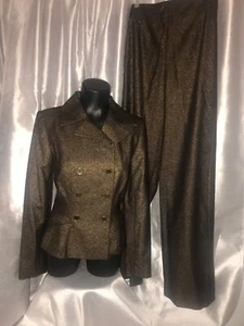 Neu ohne Etikett Peggy Jennings Gr. 4 zweireihige Jacke Blazer Hose Anzug 24x33 schwarz gold - Bild 1 von 11