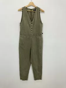 Thrills Jumpsuit Women 8 (33x25) Green Shadows Sleeveless Tapered Leg Cotton NEW - Picture 1 of 13