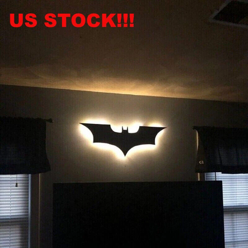 EN NOSOTROS!!! El logotipo de Batman LED luz nocturna control remoto inalámbrico dormitorio regalos Foto 1 de 4