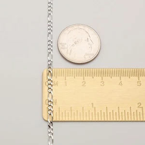 10K Solid White Gold Figaro Necklace Chain 3mm 16-24" - Polished Link Men Women - Picture 1 of 5