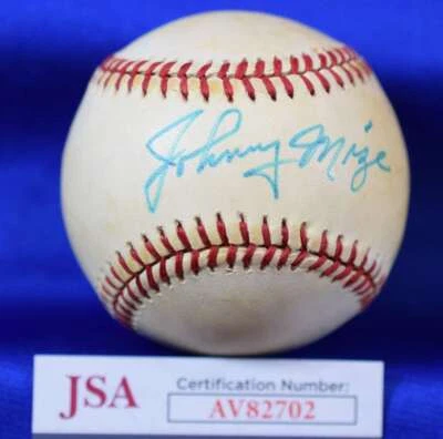 Johnny Mize JSA COA Autograph Feeney National League Signed Baseball - Image 1 of 2