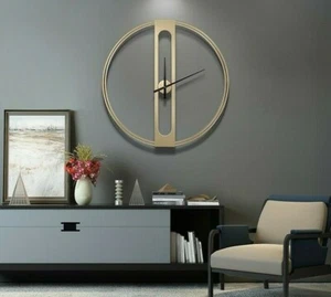 Large 50cm 70cm Diameter 3D Wall Black Gold Clock Metal Home Decor Modern NEW - Picture 1 of 4