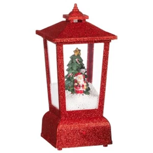Red Christmas Light Up Musical Snowing Lantern - Picture 1 of 1