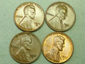 4 DIFF DATES CLOG 9 WHEAT LINCOLN CENTS - Picture 1 of 2