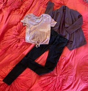 Girls Set Lot All Saints Jeans 24 US V-Neck Top XS Harper Canyon Cardigan 10/12 - Picture 1 of 12