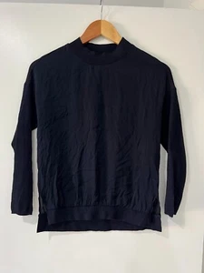Sportscraft Signature Mock Neck Long Sleeve Silk Blend Top Navy Size 6 - Picture 1 of 8
