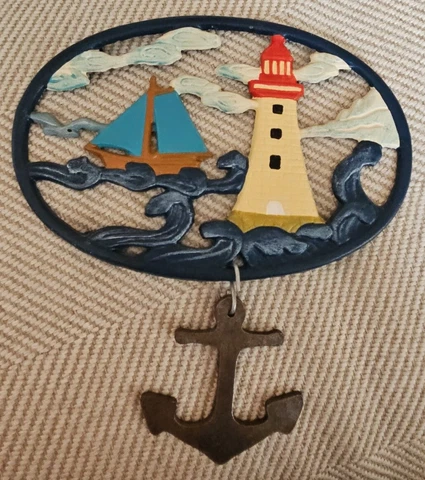 Nautical Door Knocker With Sailboat And Lighthouse Cover
