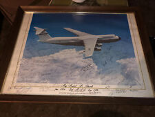 Vintage US Air Force Crew Signed C-5 Galaxy Print Major Haskell B Sherrill