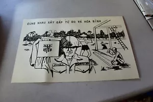 VIETNAM KRIEGSPROPAGANDABFLUGBLATT 1967 CUNG NHAU XAY DAP... US ARMEE KOMMT HEREIN - Bild 1 von 2