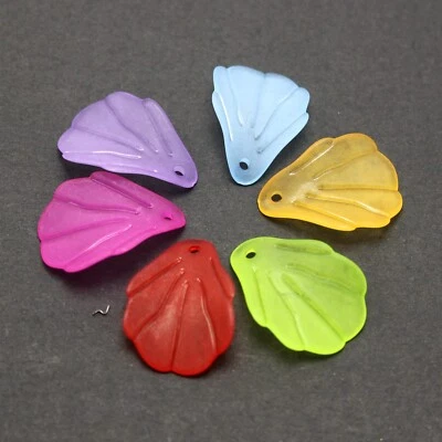 50 Mixed Color Frosted Acrylic Flower Petals Leaves Beads Charm 20X25mm DIY - Image 1 of 4