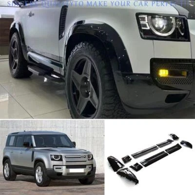 Para Land Rover Defender 2020-2024 Panel de puerta exterior negro moldura faldones laterales 10X Foto 1 de 4
