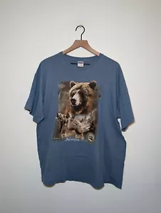 T-shirt vintage anni 90 Grizzly Bear Alaska blu natura | Taglia XL - Foto 1 di 6