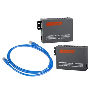 Gigabit Network Extender Fiber Optic Converter SC Duplex Adapter CAT 6 LAN Cable - Picture 1 of 12