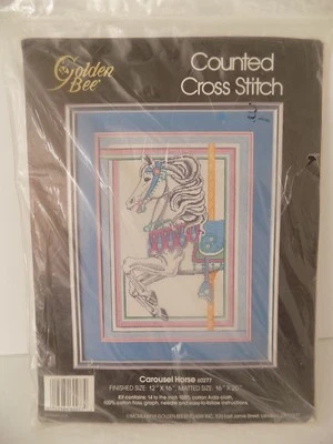 Golden Bee Carousel Horse Counted Cross Stitch Kit 60277 12" X 16" NEW - Image 1 of 4