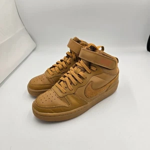 Nike Court Borough Mid 2 Kids Sneakers Hook and Loop Strap Brown 5Y CD7782-701 - Picture 1 of 8