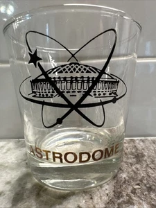 “Astrodome” 8 oz Clear Glass w/ Black Front Design 3” Tall Vintage-New Old Stock - Picture 1 of 4