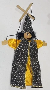 Zauberer Marionette Schnurpuppe mit Holzkopf Hände Füße Vintage 18 Zoll - Bild 1 von 6
