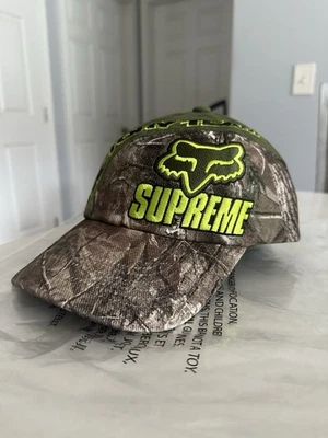Supreme FW25 Fox Racing 6 Panel Cap Hat Camo Green One Size New IN HAND - Image 1 of 4