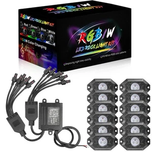 12x Pods RGB LED Rock Lights Offroad Wireless Bluetooth Music Controll Truck UTV - Picture 1 of 18