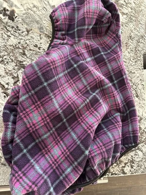 Cubierta de sillín a cuadros púrpura/silla de montar talla 15-18/usada Foto 1 de 2