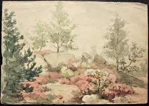 Aquarelle d’Adrien NARGEOT Fontainebleau - Foto 1 di 2