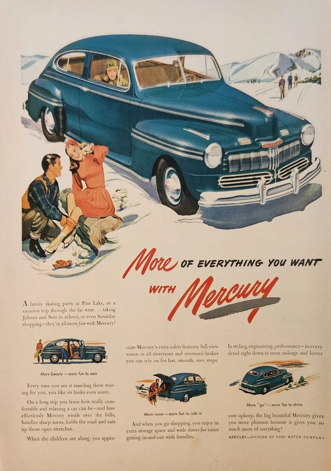 1947 Mercury Blue Ford Motor Company Vintage Anuncie tudo o que você quiser - Imagem 1 de 1
