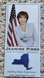 Jeanine Pirro For NYS Attorney General Campaign Palm Card - RARE - 2006