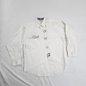 Vintage Disney 101 dalmatians Shirt Women's Medium White Long Sleeve Button-Up - Picture 1 of 17