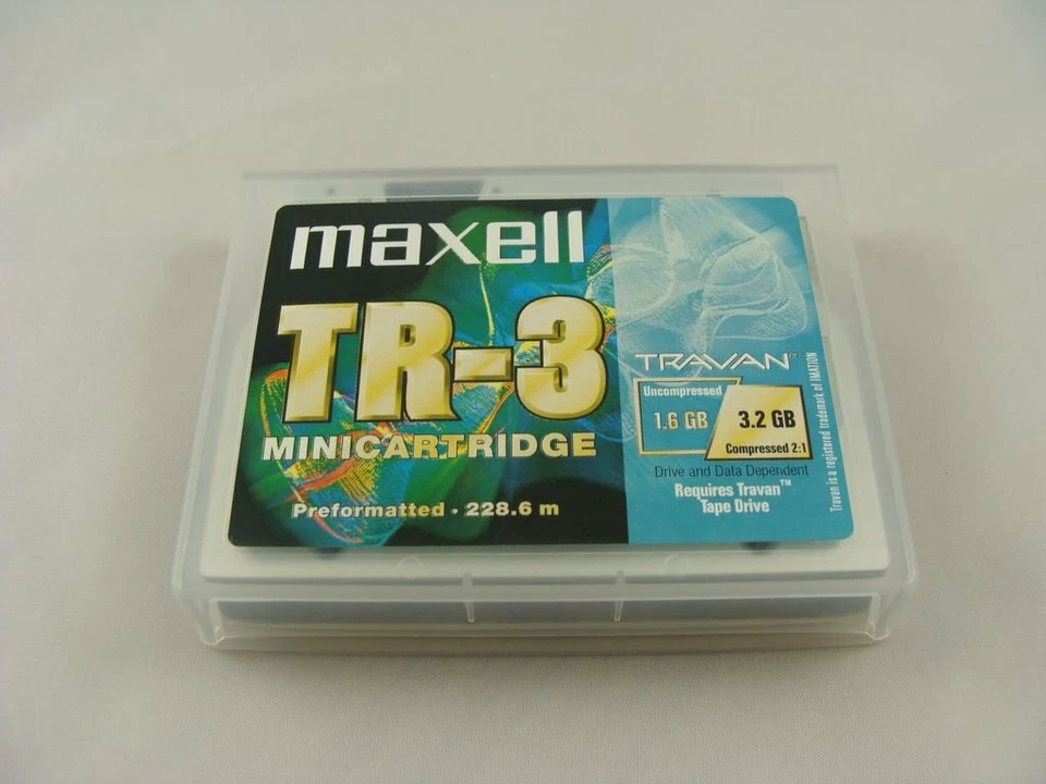 GENUINE AUTHENTIC MAXELL TR-3 MINICARTRIDGE 1.6/3.2 GIGABYTE TRAVAN - Image 1 of 1