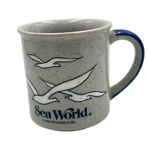 Vintage Sea World geprägte gesprenkelte Möwen Kaffeebecher Tasse 1980 Albatros - Bild 1 von 8